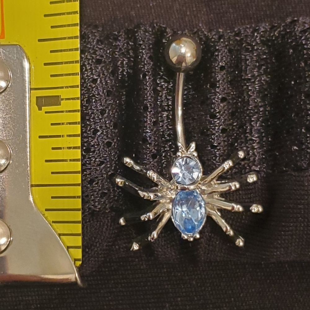 Belly/Naval Ring Spider with Blue Jewels 14 ga.